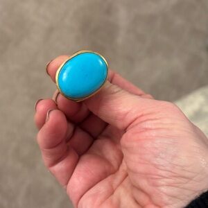 Turquoise Oval Ring with Gold Accent